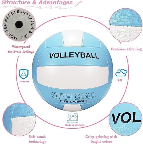 Miniatura 7 de Voleibol Tamaño Oficial 5 para Interior y Exterior, Voleibols de Toque Suave para Adultos, Juego de Playa, Piscina, Gimnasio, Entrenamiento, Diseño