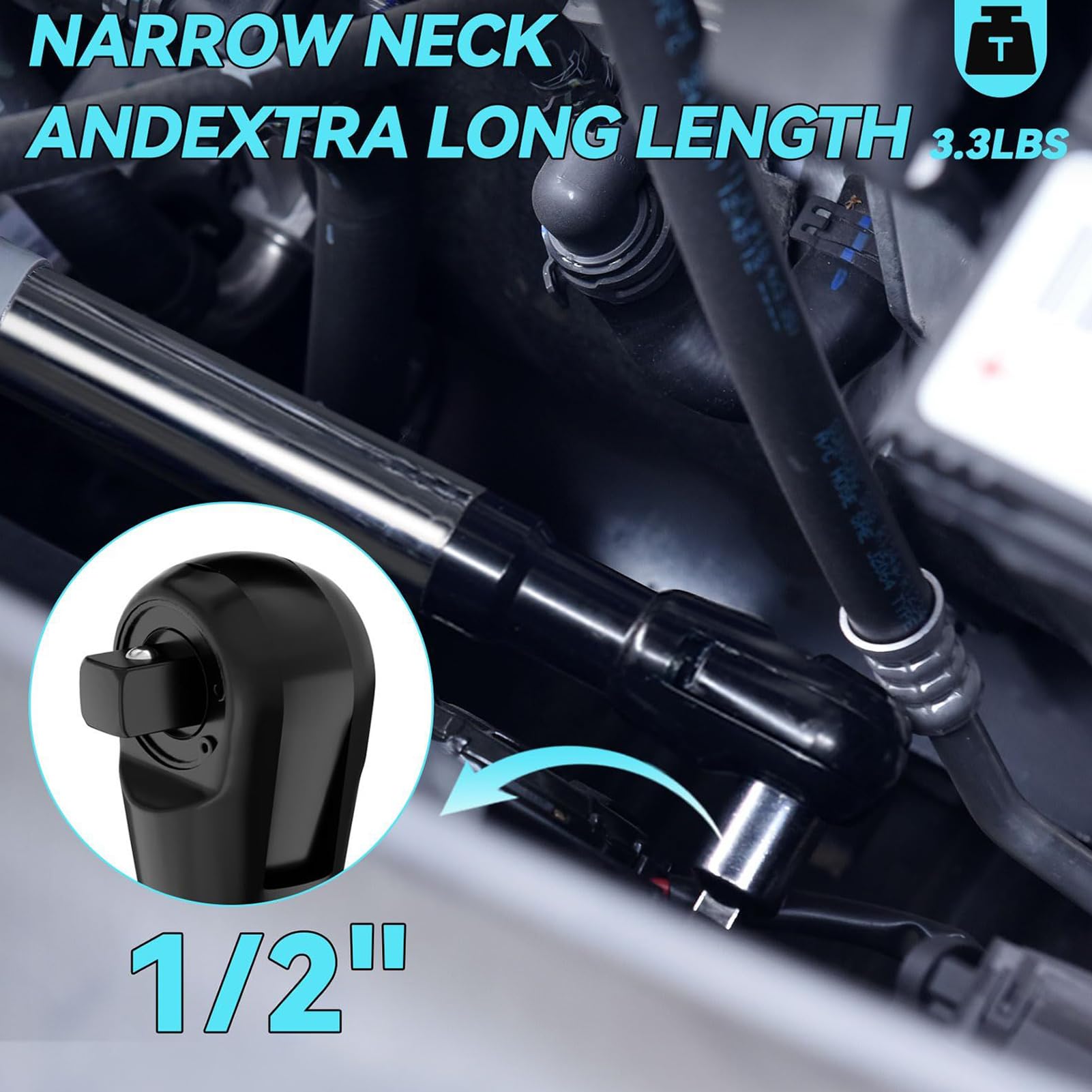 Offsetowe Gniazdo Adaptera Przedłużane Narzędzia Naprawcze 12.7 mm | Antypoślizgowy Przedłużak Klucza Grzechotkowego Do Samochodów Motoryzacji Domu Mebli Maszyn Urządzeń Hydrauliki