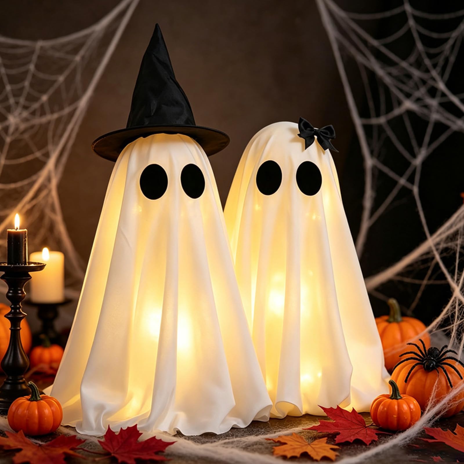Decoración Halloween,2 Piezas Fantasma de Luz de Halloween