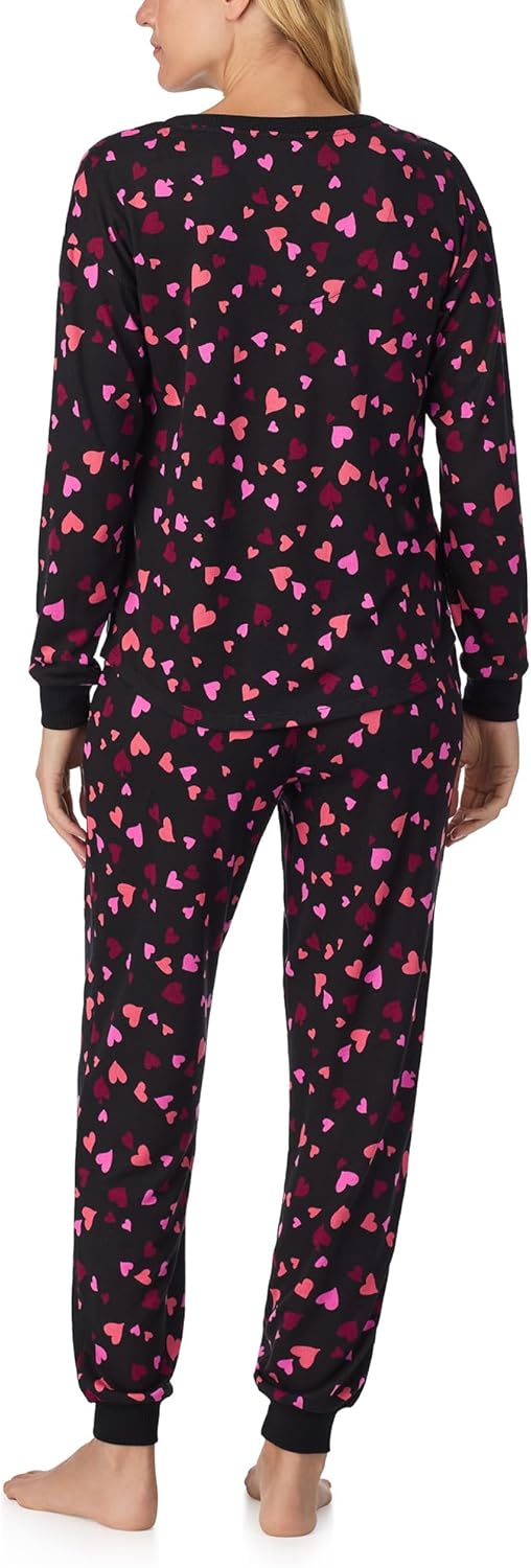 kate spade new york Women's 2-Piece Long Sleeve Henley Top & Jogger Pant Pajama Set, Brushed Cozy Soft Jersey, Ribbed Cuffs - Image 3