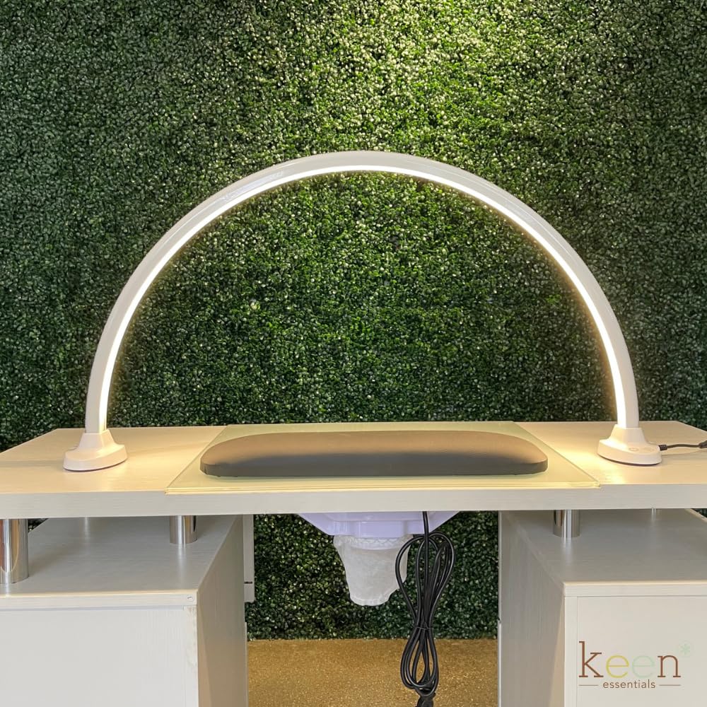 Luna LED Nail Light Half Moon Table Lamp, 3000‑6000K Adjustable Light for Nail Salon Manicure Table, Spa Reception, Massage Spa Furniture & Equipment, White