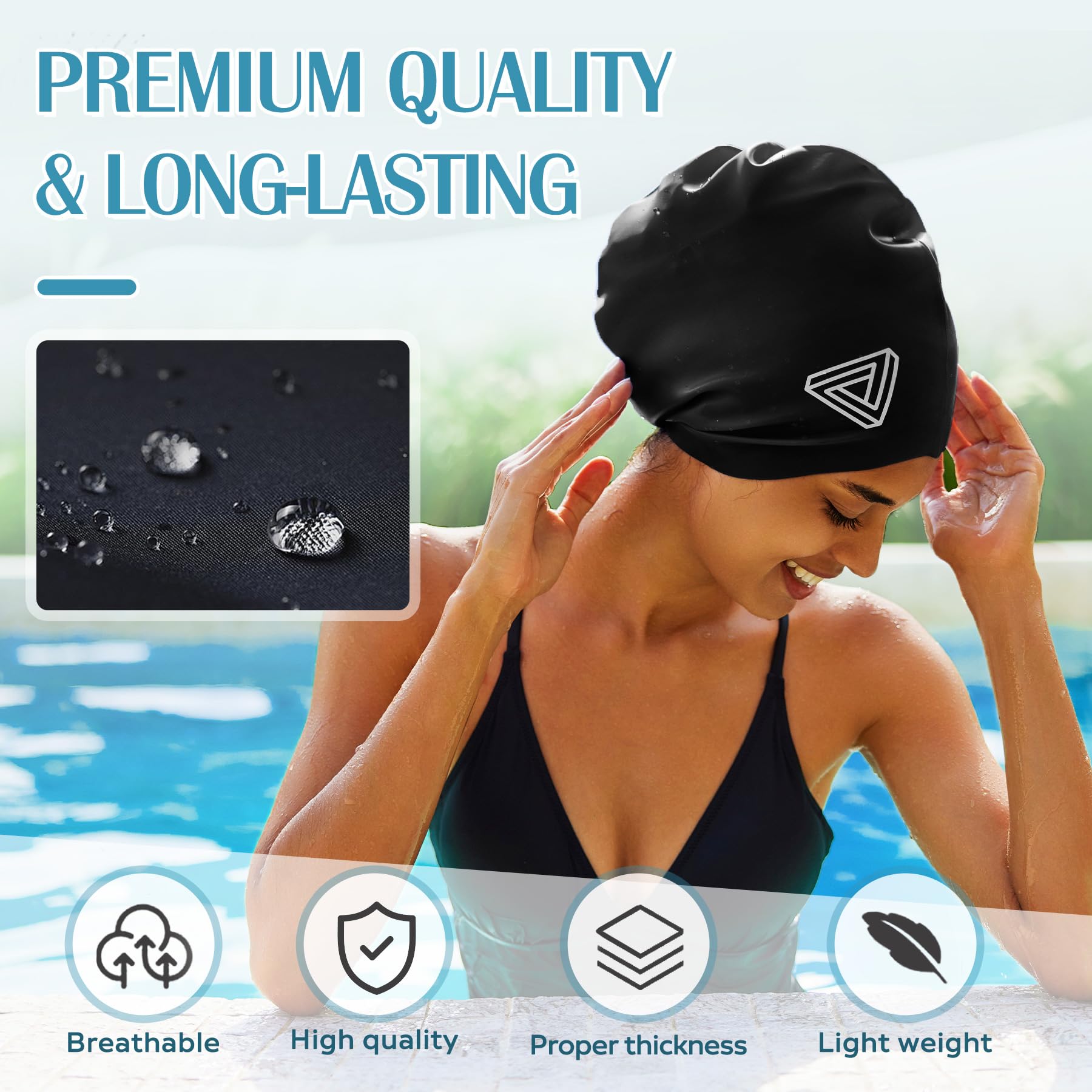 Large Swimming Cap, Suitable for Men and Women, Specially Designed Swimming Cap, Suitable for Very Long and Thick Curly Hair and Braids, Keep Hair Dry