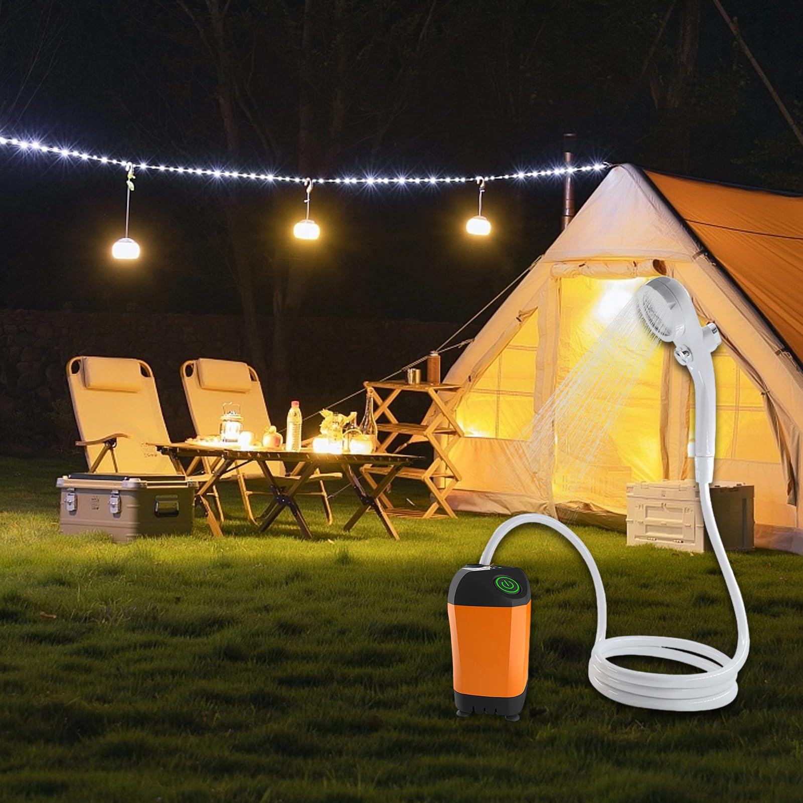 Ducha Para Camping Bolsa De Ducha Portátil Para Camping Con Cabezal | Cabezal De Ducha Eléctrico Desmontable Con Mango Para Viajes Playa Limpieza De Mascotas Y Senderismo