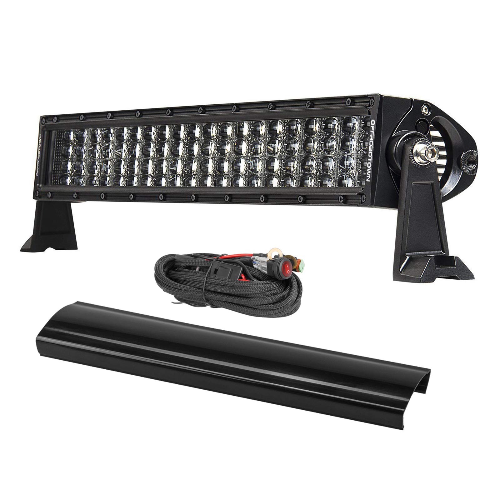 20Inch LED Light Bar 320W Off Road Driving Light Spot Flood Combo Work Light Fog Lights with Wiring Harness and Black Cover for Truck Pickup UTV SUV Bronco