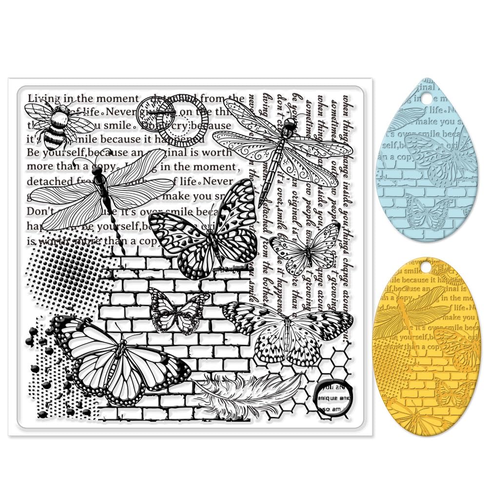CHGCRAFT Polymer Clay Texture Sheets - Butterfly & Dragonfly Silicone Stamp - Retro Clay Texture Pad - 5.5x5.5inch — image 1