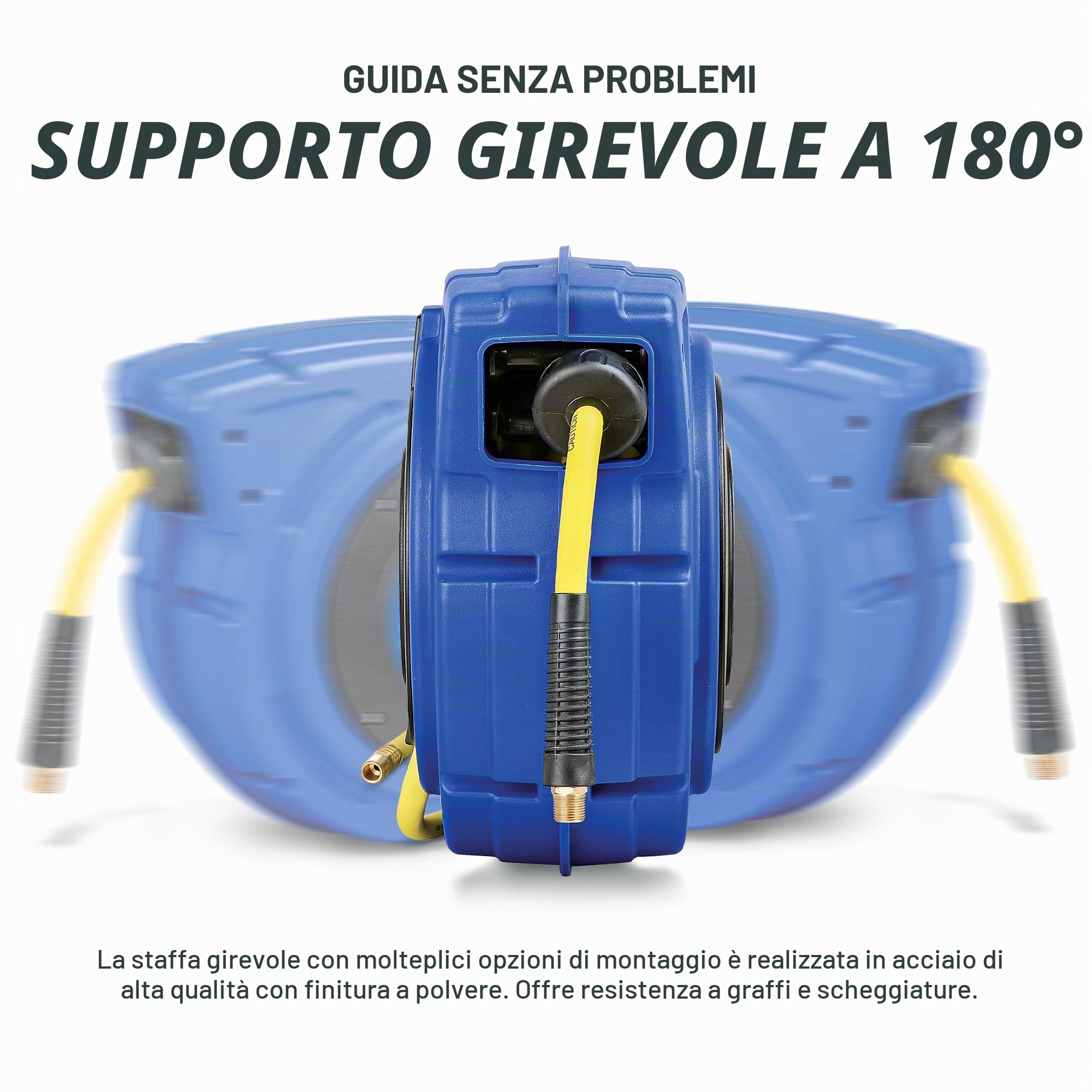 Goodyear retrattile compressore d'aria/acqua avvolgitubo, max. 300psi (3/8" x 65 ft) hybrid polymer tubo