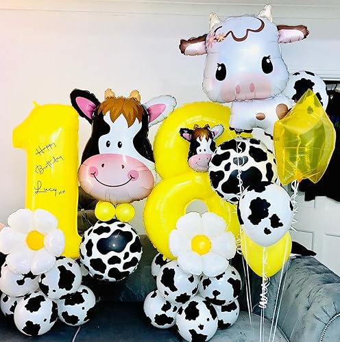 Miniatura 3 de Globos de vaca lindo globo de papel de aluminio, ideal para baby shower, cumpleaños y decoración de fiesta temática de animales de granja (2
