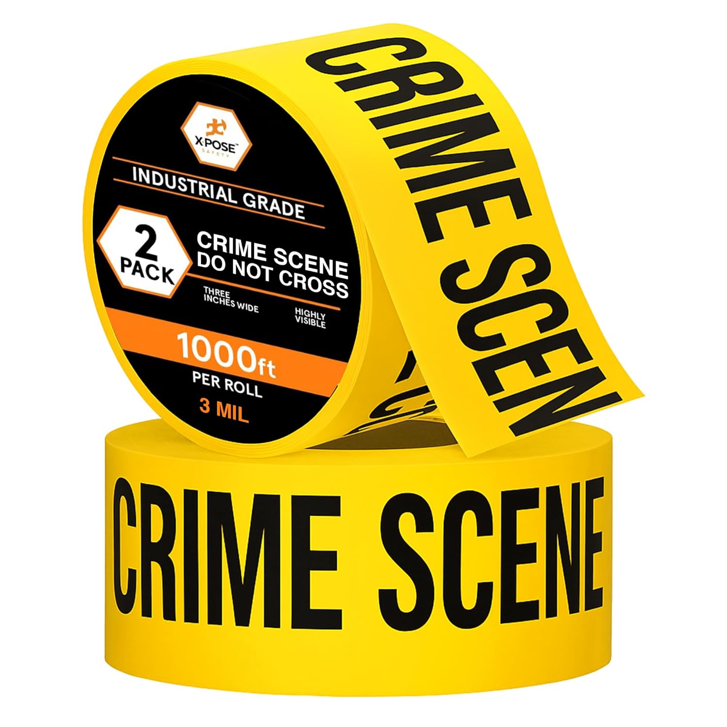 Xpose Safety Yellow Fire Line Do Not Cross Tape – (6 Rolls) – 3" x 1000' High-Visibility Barricade Tape for Construction Sites, Hazards, Crime Scenes