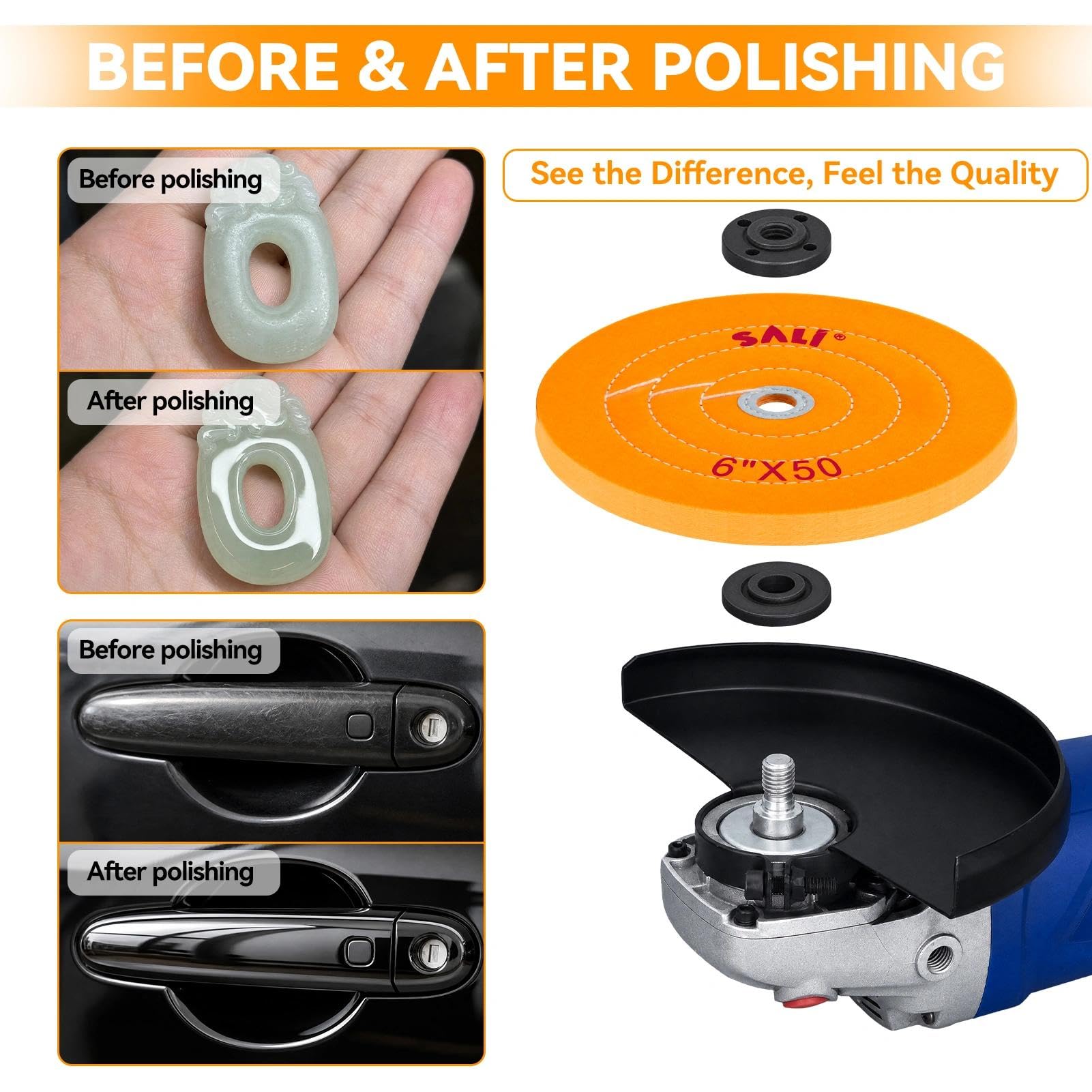 SALI Buffing Wheels - 4 Pack for Bench Grinder -6