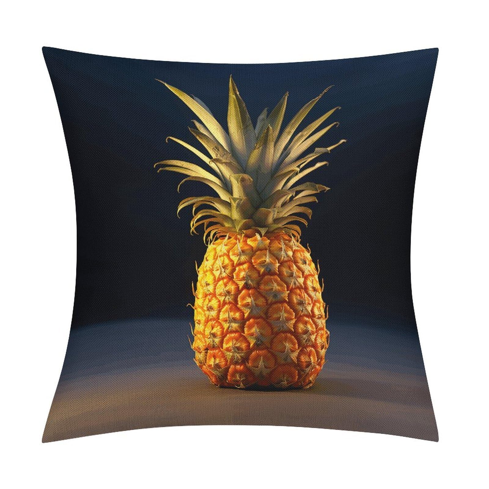 JTREHY Pineapple Fruit Throw Pillow Covers Farmhouse Pillow Cover Standard Pillow Shams Decorative Square Pillowcases Soft Pillow Cases Wrinkle Fade Resistant for Couch Home 18x18 Inch
