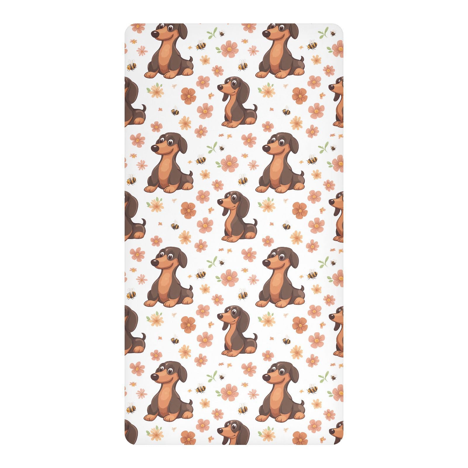 Drap-housse imperméable berceau teckel marron protège matelas bébé