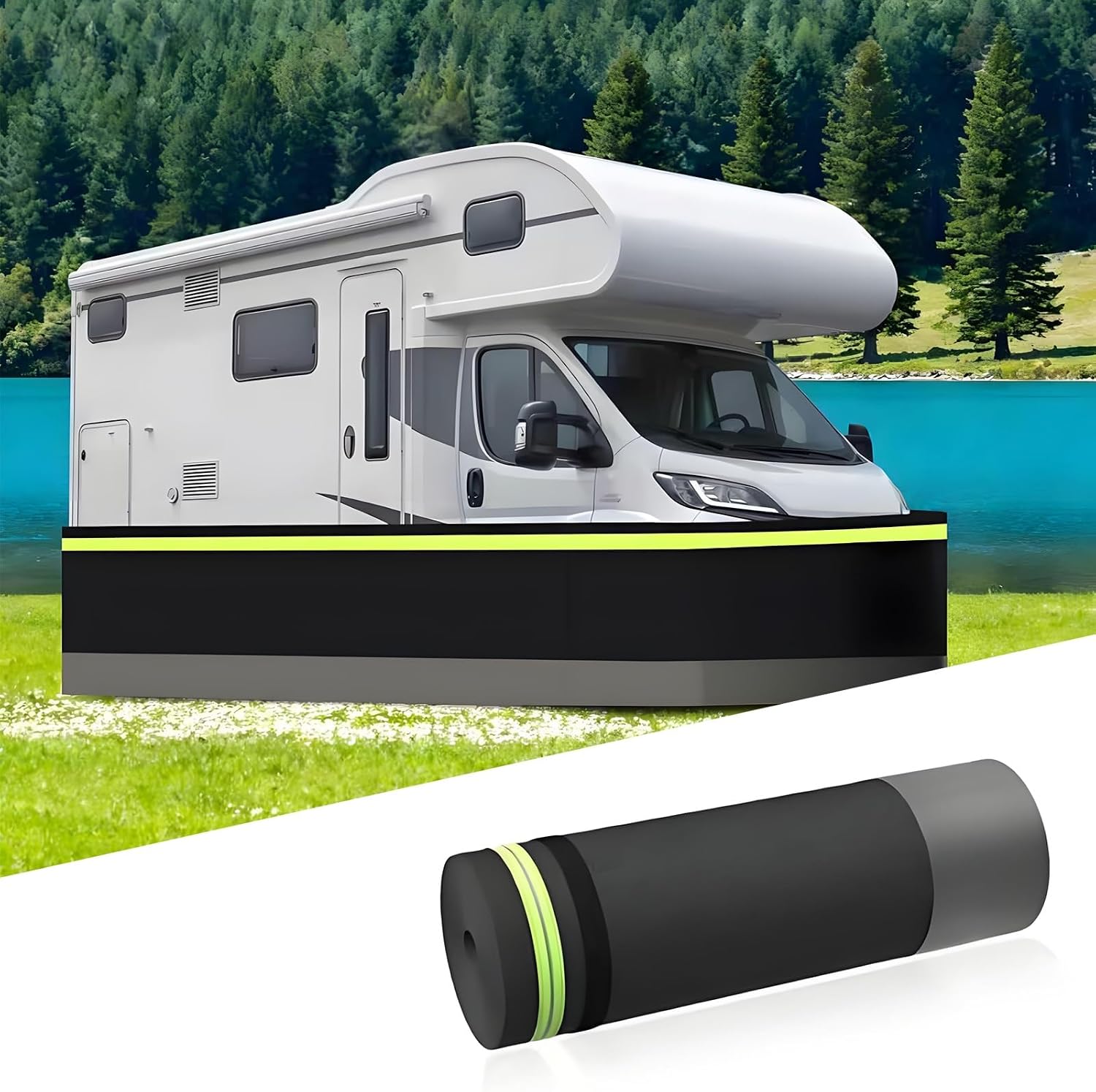 No Drilling Required Rv Skirting for Travel Trailer, 32in High Winter Camper Insulated Skirting, Mobile Home Skirts Panels Exterior, Rv Underbelly Material, 34m/111ft Length