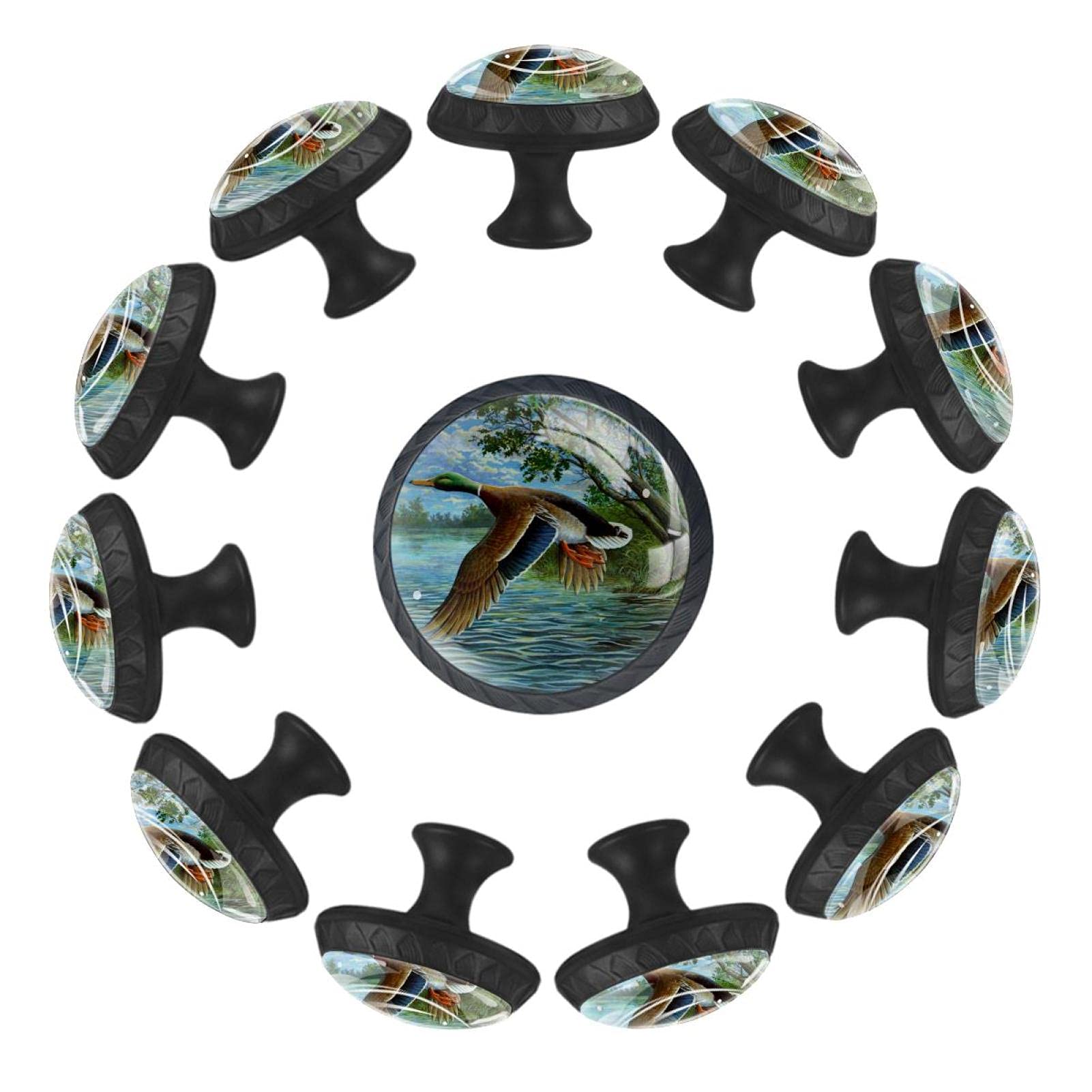 Boutons de meuble en verre cristal AISSO de 35 mm motif canard en vol