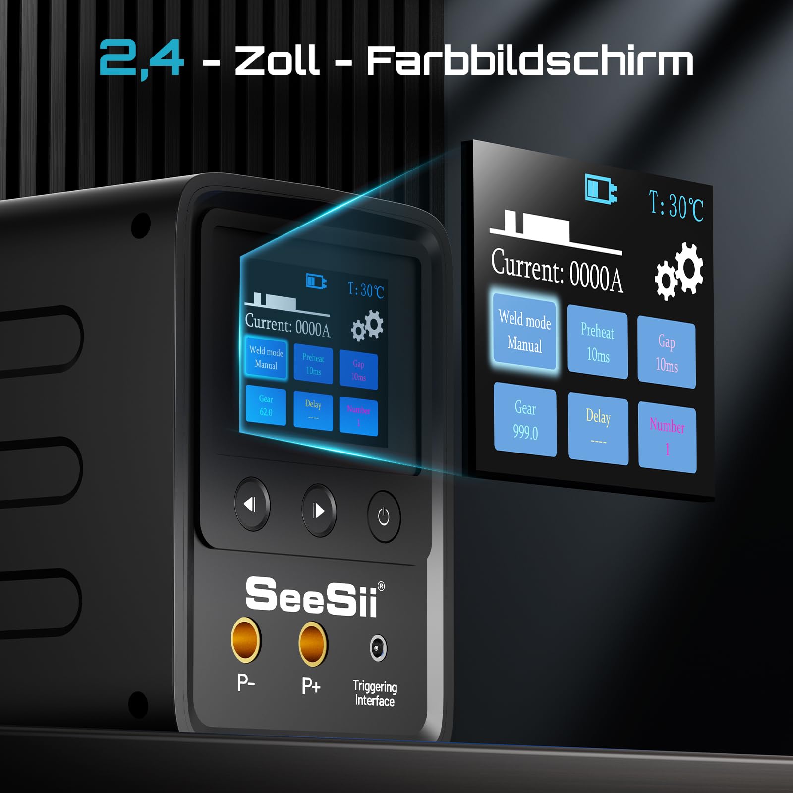SEESII Saldatrice a punti per batterie con condensatori: saldatrice a batteria 10080W con kit di pistole ad aria calda, saldatrice a punti per strisce nichelate da 0,1-0,5 mm, cambio 999 per batterie
