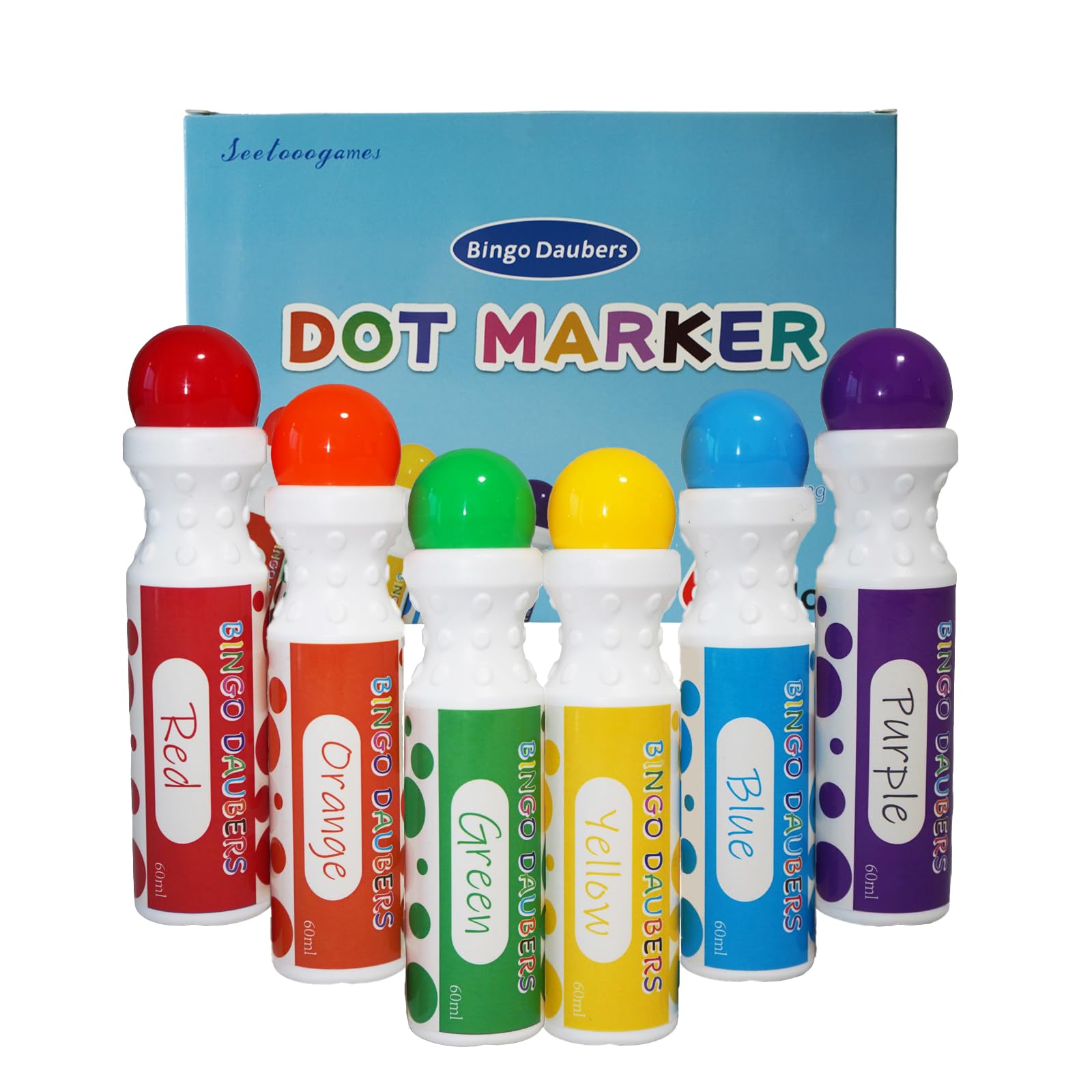SEETOOOGAMES Bingo Daubers Dot Markers - Mixed Colors Set of 6 Pack - for Toddler Arts and Crafts