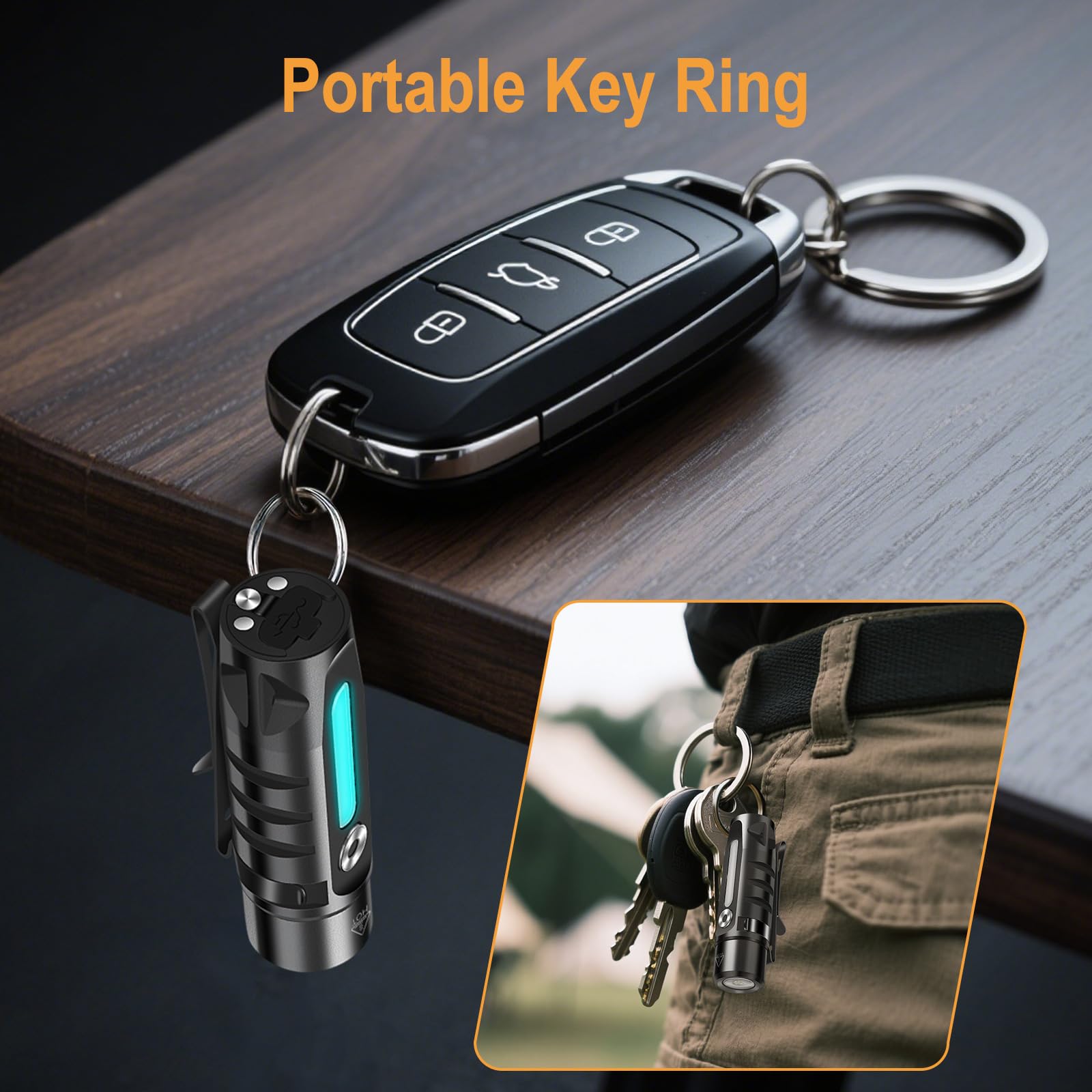 BORUIT RJ28 Small Torch with RGB Breath Side Lamp, 410 Lumen Rechargeable Mini Keyring Flashlight - Image 3