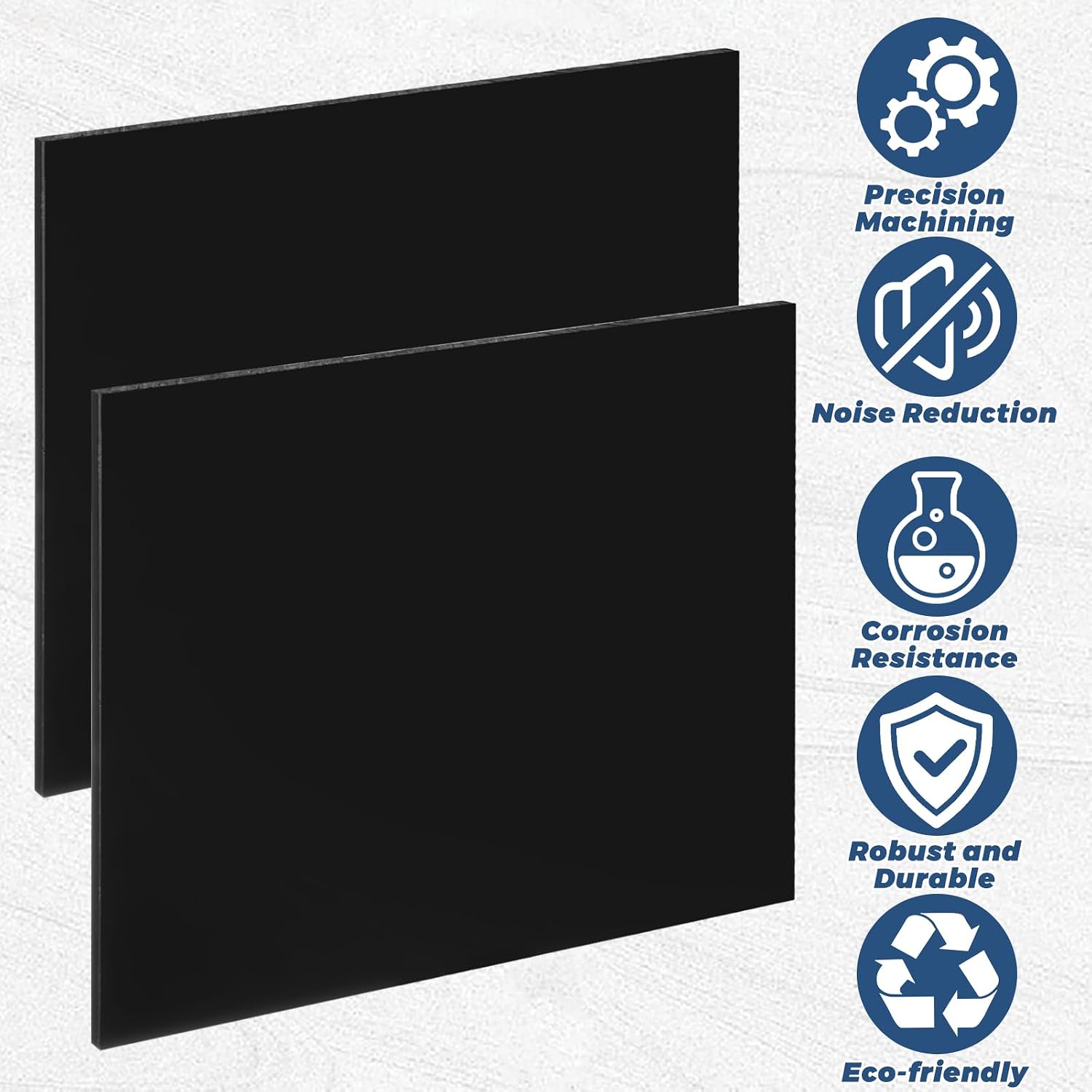2 Pack 12" X 16" HDPE Plastic Sheet 1/2" Thick High-Density Polyethylene Polyethylene Plastic Block, Black HDPE Sheet,for Machining, Home Improvements, DIY Projects, Engineering
