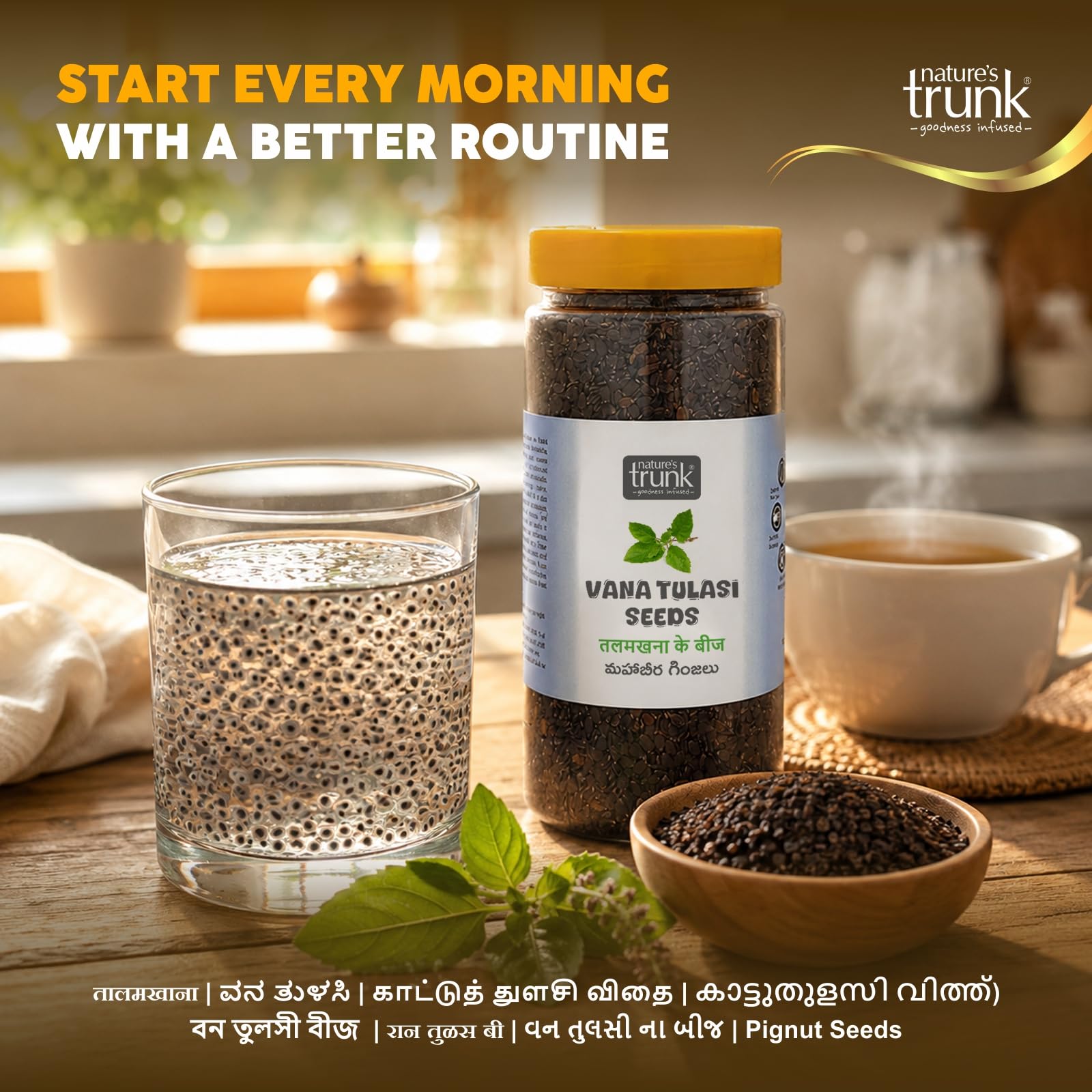 Nature's Trunk Maha-Beera Seeds (250g) | Vana Tulasi & Talmakhana | High Fiber Natural Superfood for Weight Management | Supports Bone & Joint Health | Natural Cooling Seeds for Digestive Wellness 3