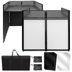 AxcessAbles Portable DJ Facade Booth with Black and White Lighting Scrims Carry Cases Standing DJ Table - 40