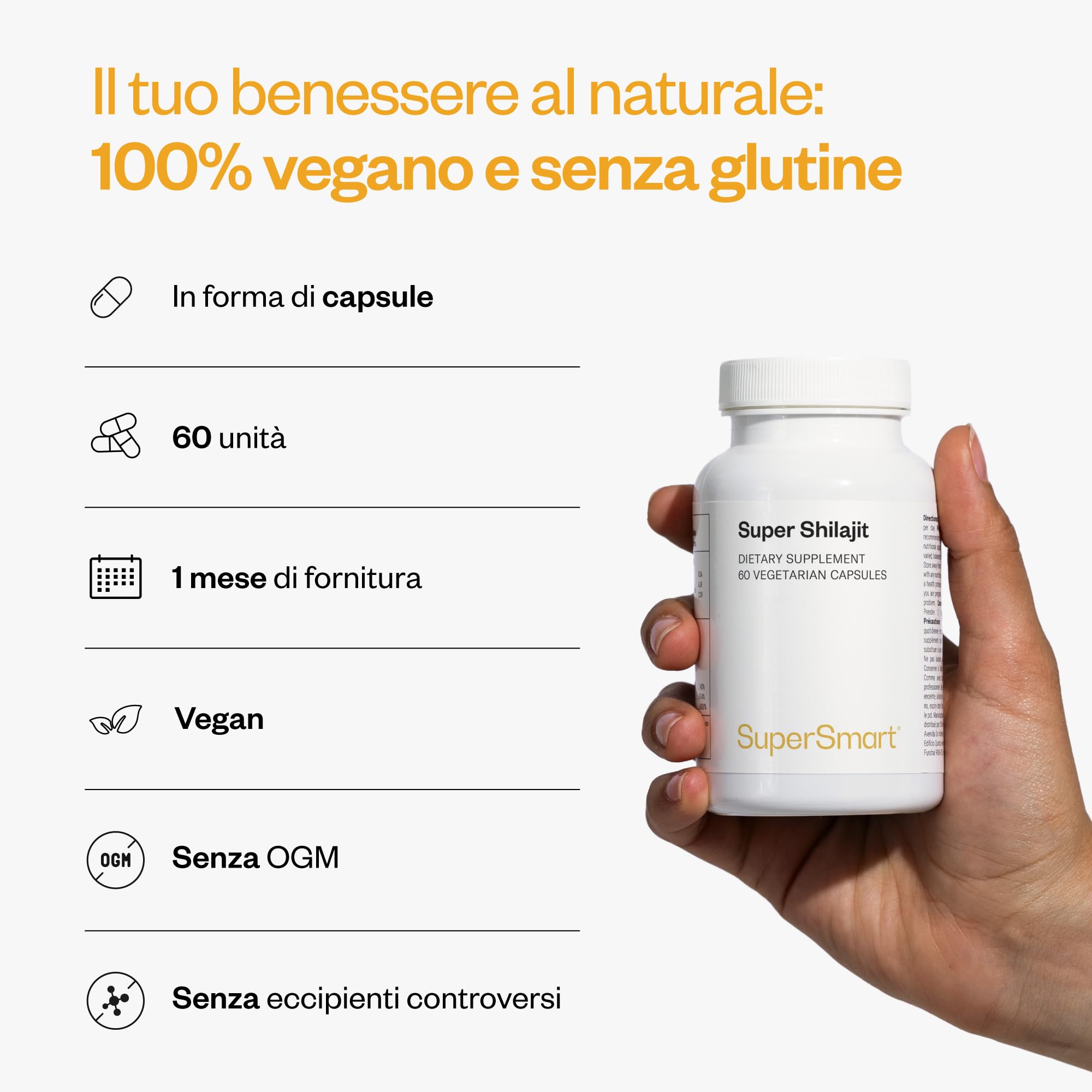 Super Shilajit (Primavie ®) - Tonico ayurvedico - Aumenta vitalità ed energia - Aiuta ad aumentare la biodisponibilità di CoQ10 e la resistenza fisica - Vegano - Supersmart