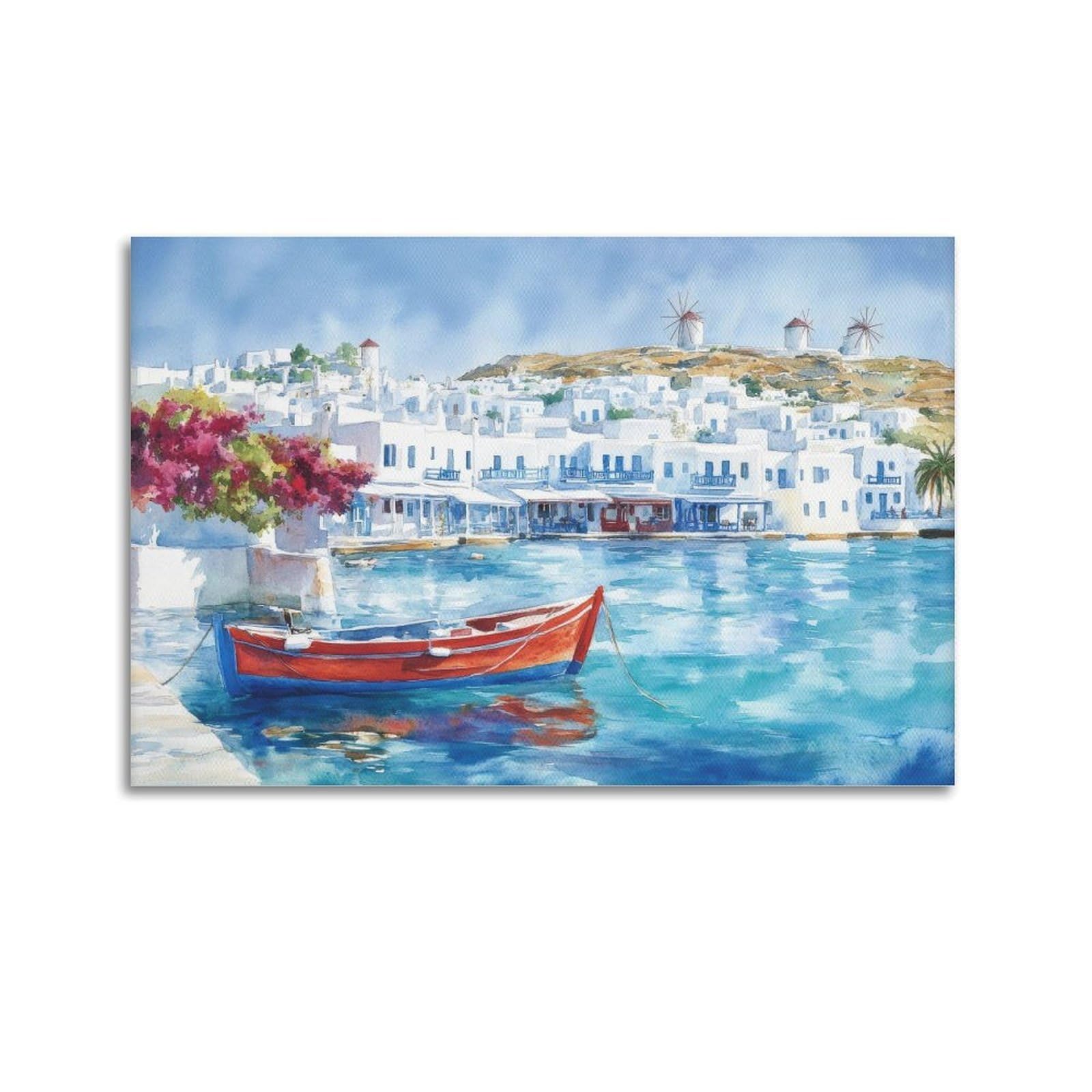 xiaoxiaoshen Mykonos Greece Coastal Island Scene Scenic Greek_9 Canvas Poster Wall Art Prints Room Aesthetic Murals Bedroom And Living Decorations 24x36inch(60x90cm)