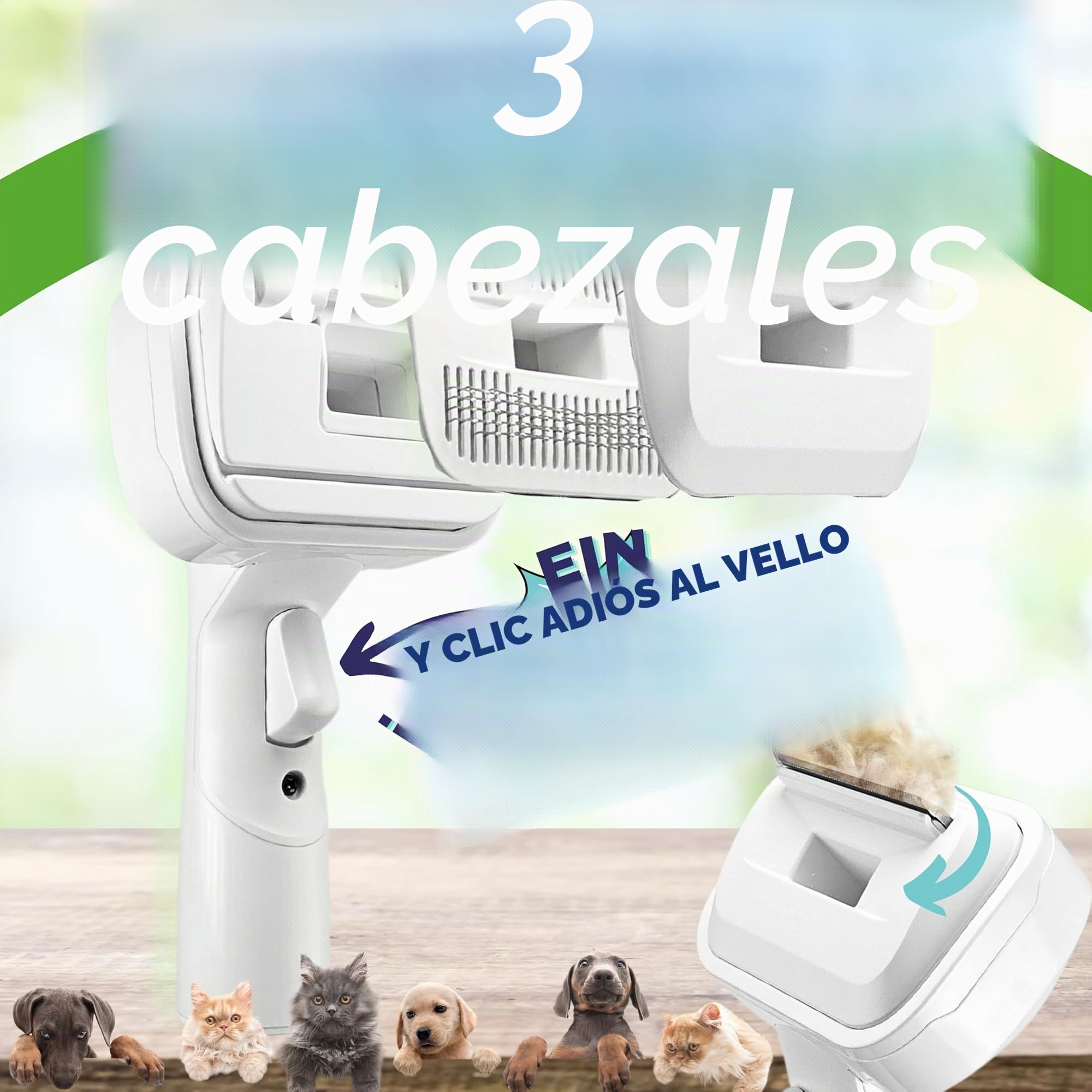 SAFE 'N CLEAN Cepillo para pelo de animales, accesorio para aspiradora, cepillo para perros, cepillo para gatos, juego 3 en 1, compatible con Dyson Miele, Siemens, Rowenta, AEG Karcher, incluye
