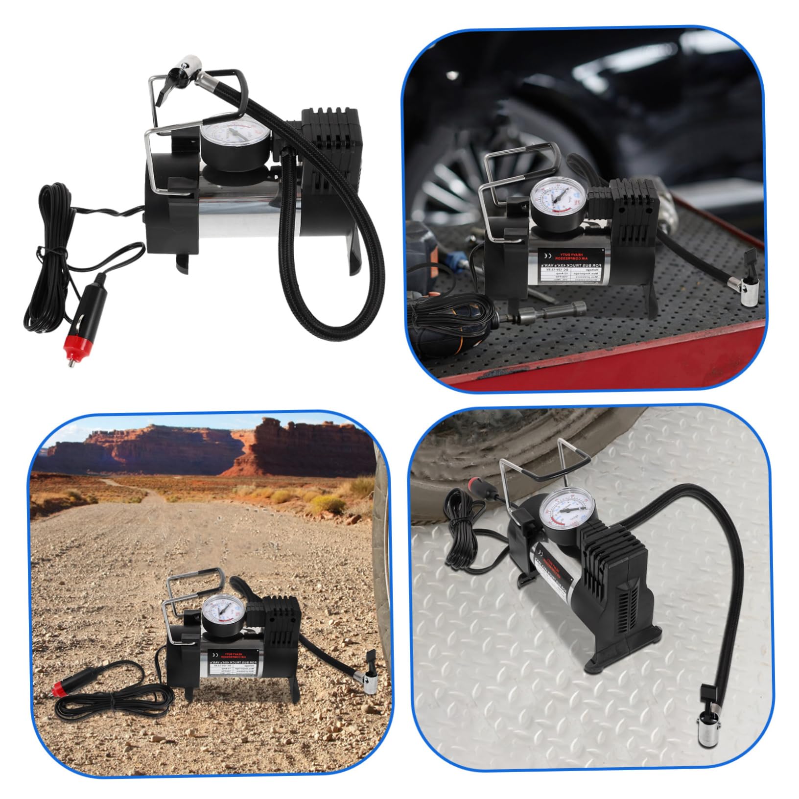 PartyKindom Gonfiatore Pneumatici Auto Pompa ad Aria Elettrica Portatile Compressore Aria Compatto per Biciclette Moto Veicoli