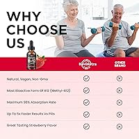 Vista 4 de Gotas líquidas de vitamina B12, vitaminas B12 de 5000 mcg, suplemento de complejo de vitamina B con metilcobalamina B12 sublingual, vitamina B6