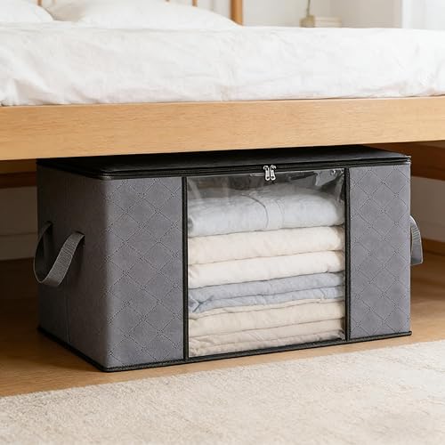 Miniatura 8 de Bolsas de almacenamiento de ropa con cremallera, plegables transparentes con tapas y asa, para manta, ropa, edredón, organización del armario,