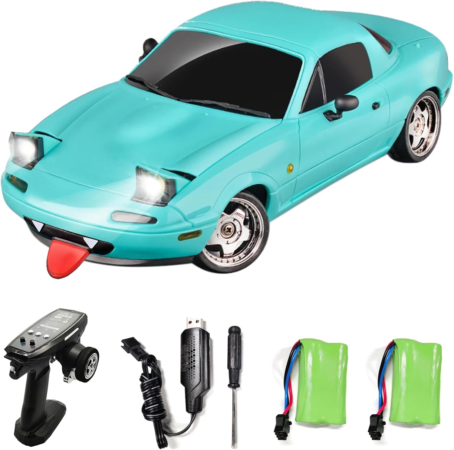1:18 Scale RC Drift Cars, 2.4GHz Full Scale Throttle RC Racing Car with Controlled LED Headlights & Gyroscope, Rechargeable, Birthday Gifts for Teens Adults