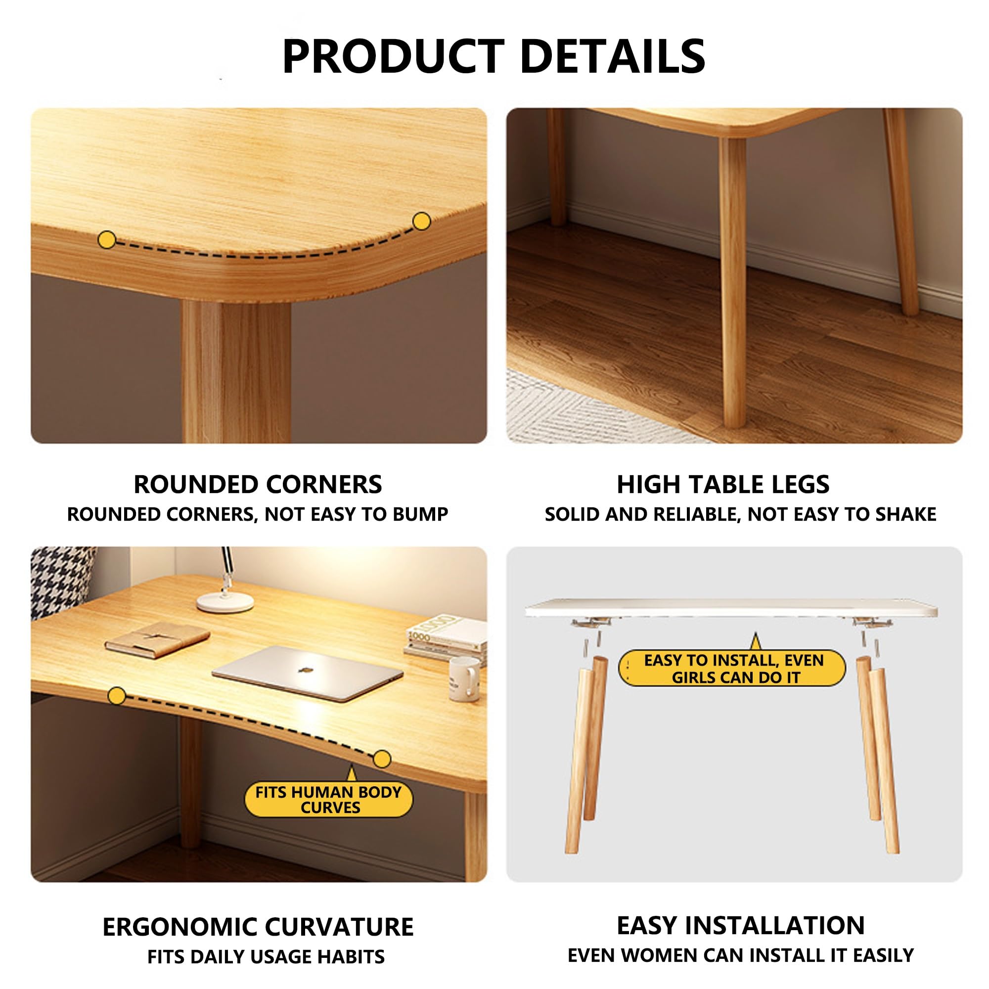 Escritorio Grande para Juegos para el hogar y la Oficina, Juego de Escritorio en Forma de L con Silla y Amplia Superficie de Trabajo | Mesa de computadora de Madera con Almacenamiento - escr
