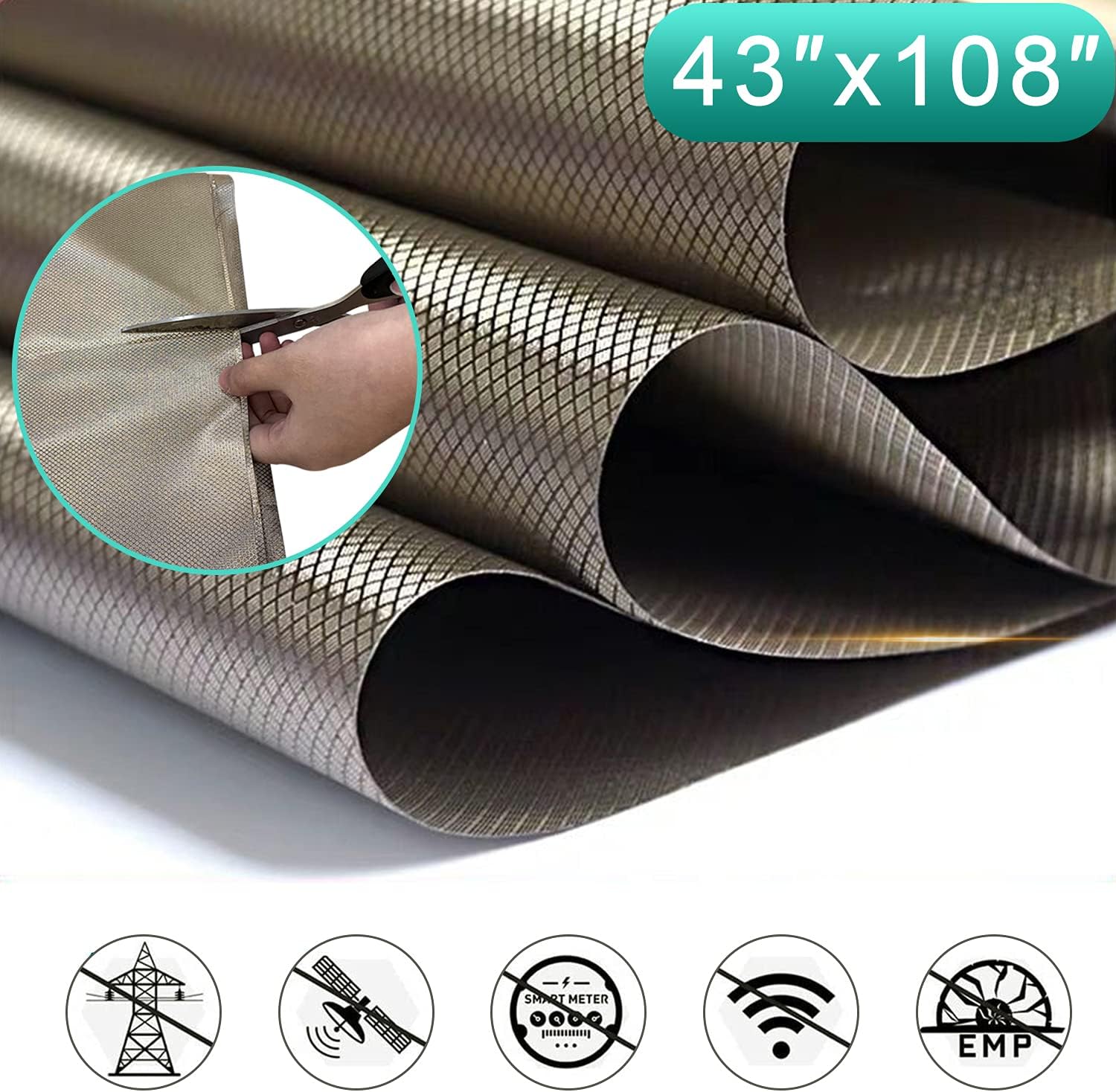 Faraday Fabric NEWBEAU Emf Fabric Protection, Conductive Shielding Fabric for (WiFi, Bluetooth, Signal) 3 Yards, (3 Yards, 43'' 108'') 3 Yards 43"*108"