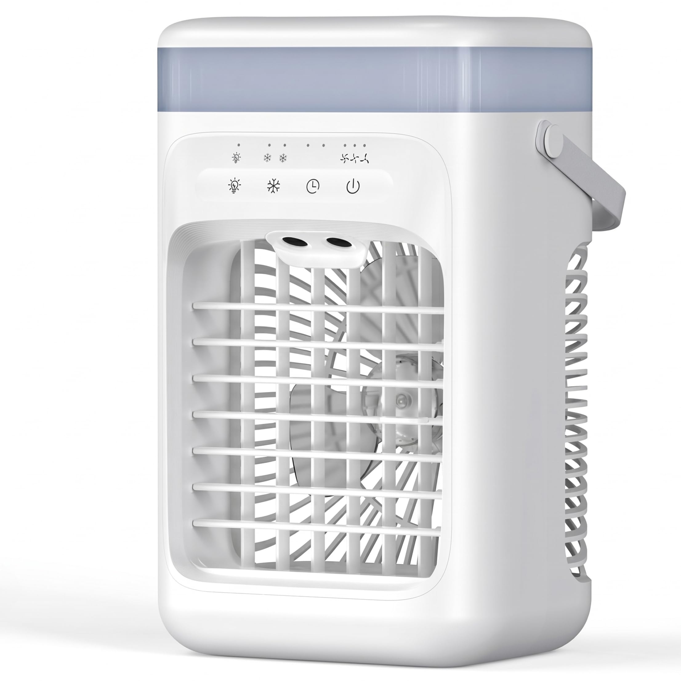 Air Cooler Mini Air Conditioner Cooling Fan Double Mist Evaporative Cooler Fan Usb Powered For Bedroom Desktop White