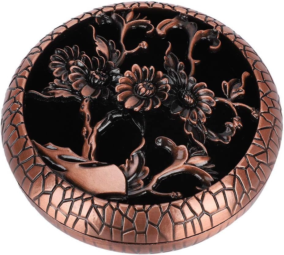 ZHTY Incense Burner Holder - with Fireproof Cotton - Chrysanthemum Hollow Embossing Styling - Ornaments Home Teahouse Decoration SONG