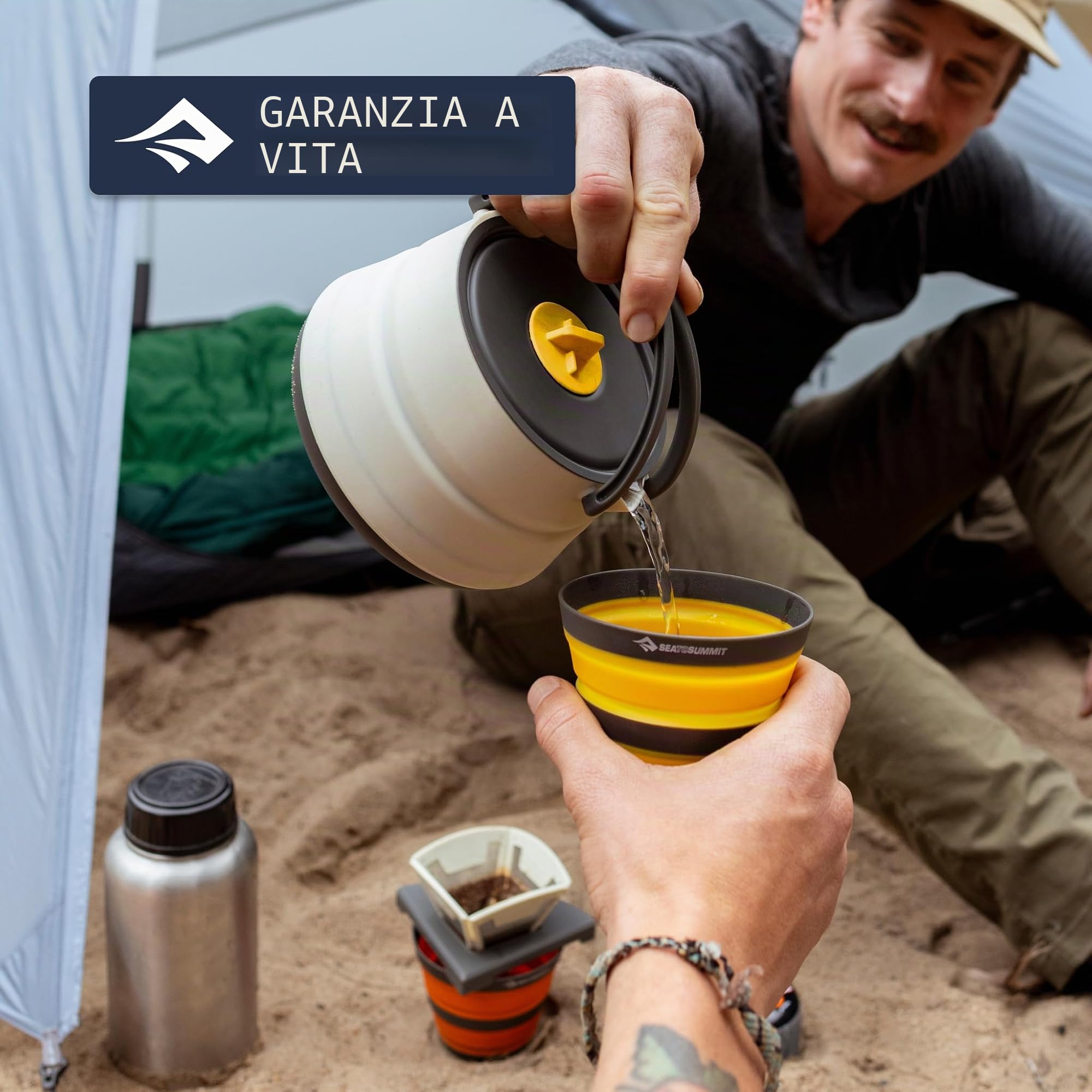 SEA TO SUMMIT - Frontier Pour Over - Filtro per caffè e tè pieghevole ultraleggero - 1 persona - Si adatta a quasi tutte le tazze e bottiglie - Senza BPA - Realizzato in silicone e acciaio