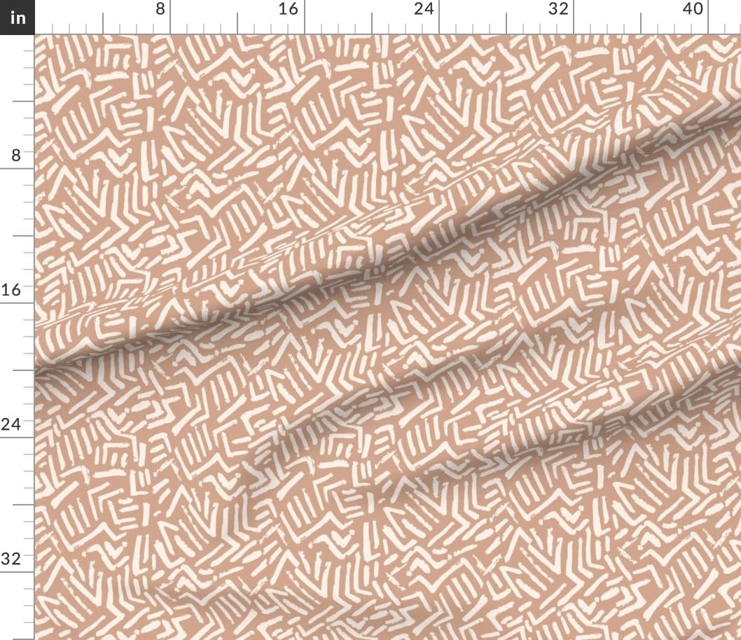 Spoonflower Fabric - Terra Cotta Geometric Abstract Neutral Artistic Tribal Style Cream Printed on Petal Signature Cotton Fabric Fat Quarter - Sewing Quilting Apparel Crafts Decor