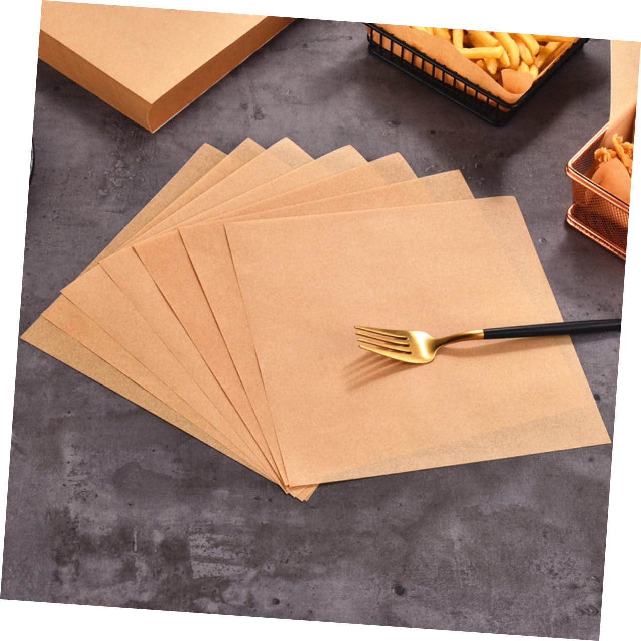 GARVALON Carta da Forno Resistentissima All'olio in Carta Kraft Color Khaki, 500 Fogli Compatti e Facili da Conservare, per Fritture e Piatti da Forno in Cucina