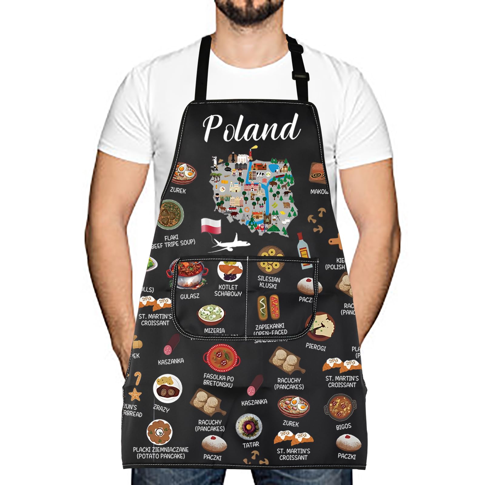 Poland Country Map Europe Cuisine Lover Kitchen Apron Mom Dad BFF Polish Food Cooking Travel Apron