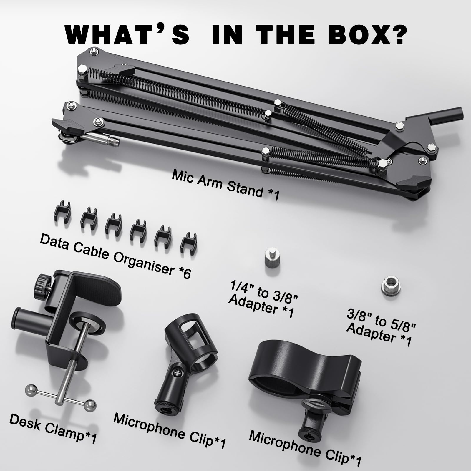 Mikrofon Ständer Boom Arm, Mikrofonarm Schreibtisch mit 3/8" bis 5/8" Schraube, Verstellbare Mikrofon Halterung Tisch mit Tischklemme, Perfekt für TikTok Live-Streaming, Singe