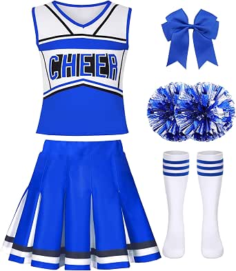 Cheerleader Costume for Girls - Cheerleading Outfit for Kids, Halloween, Party, Birthday Gift