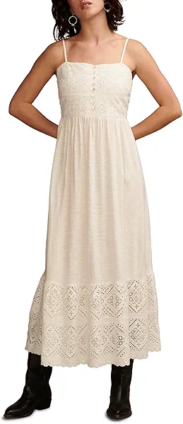 Lucky Brand Womens Women's Cutwork Maxi Dress