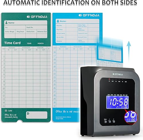 Miniatura 4 de OFFNOVA Tarjetas de tiempo térmicas, tarjetas de tiempo mensual de doble cara para reloj de entrada y salida, paquete de 50