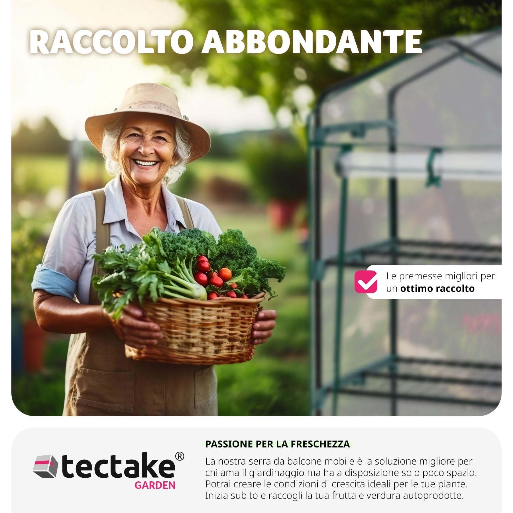 tectake® Serra da Giardino con Telaio in Acciaio, Serra da Esterno con 3 Piani di Appoggio, Griglia in Metallo, Pellicola in PVC, Comoda Porta di Accesso, Trasportabile, 69x49x133 cm