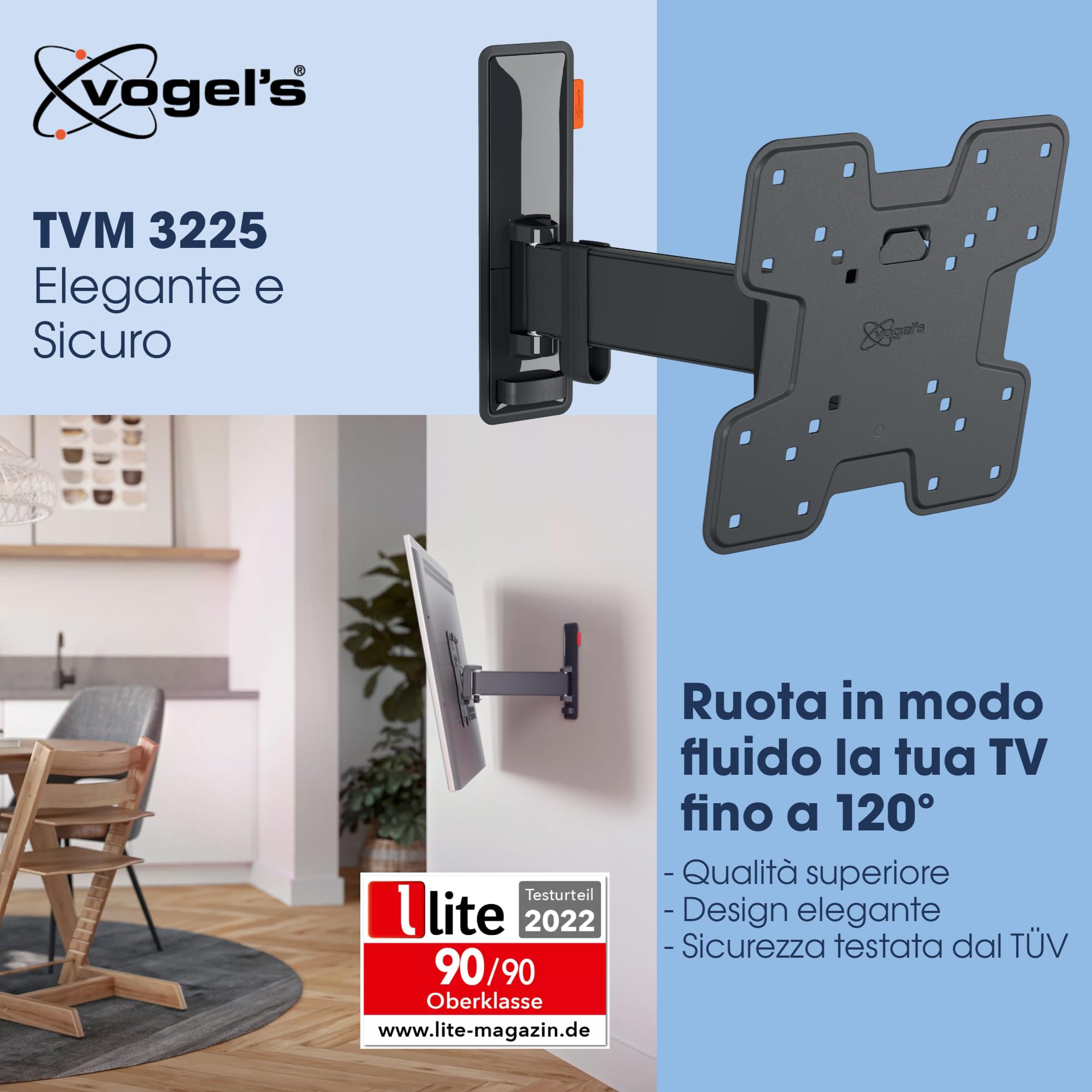 Supporto TV girevole Vogel’s TVM 3225 19-43 Pollici - Dettaglio