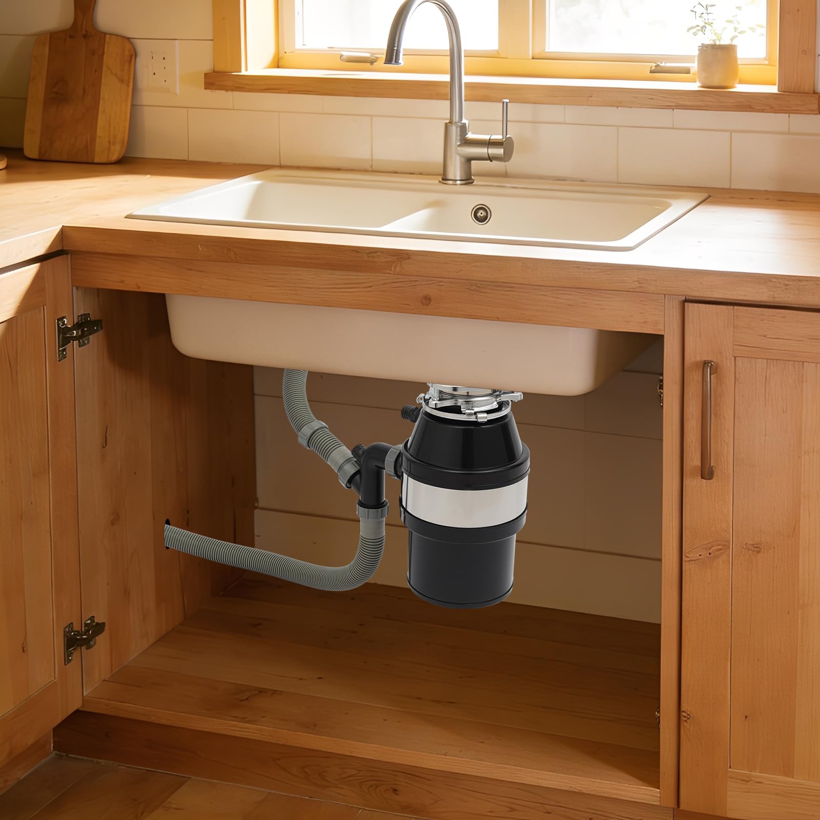 560 W triturador de residuos de cocina, 2600 rpm, residuos de alimentos, con interruptor de aire, triturador de basura doméstica para cocina