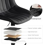 SAETSFEG Bar Stools Set of 2, Modern Swivel Counter Height Stools with Backrest,Adjustable Leather Bar Chairs, Upholstered Armless Kitchen Island Stool, Black
