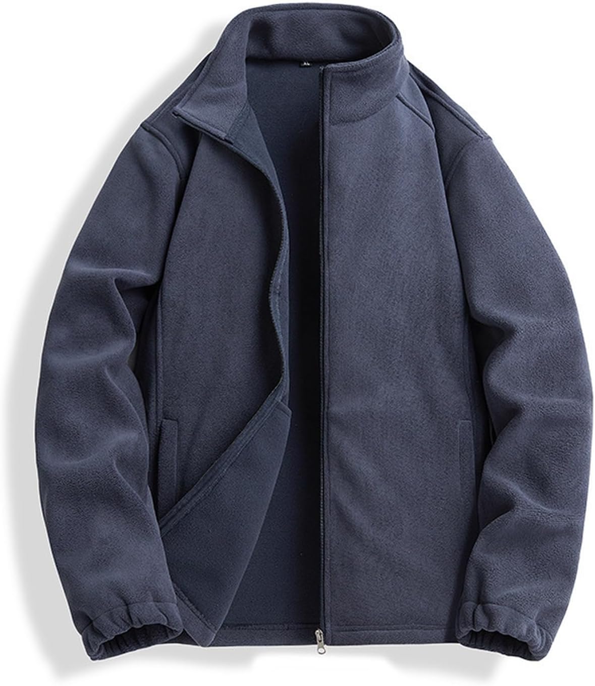 Men's Polar Fleece Jacket Full Zip Stand Collar Winter Sherpa Jackets Lightweight Outdoor Coats With Pockets, L-4XL