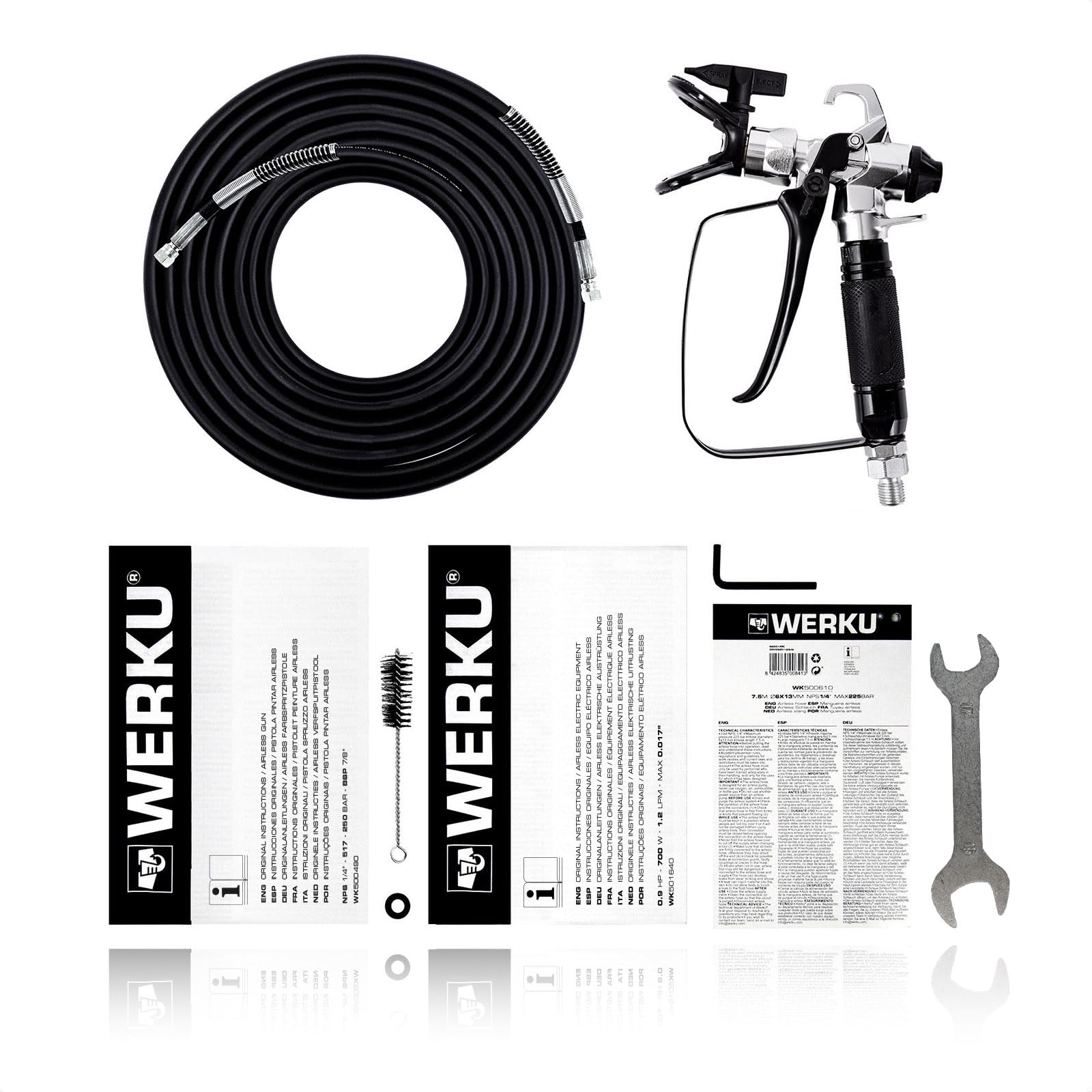 Werku WK501640, Equipo Eléctrico Airless, Calidad Profesional, Potencia 700 W, Caudal 1.2 LPM, Incluye Pistola Pintar, Manguera y Depósito Antigoteo Extraíble
