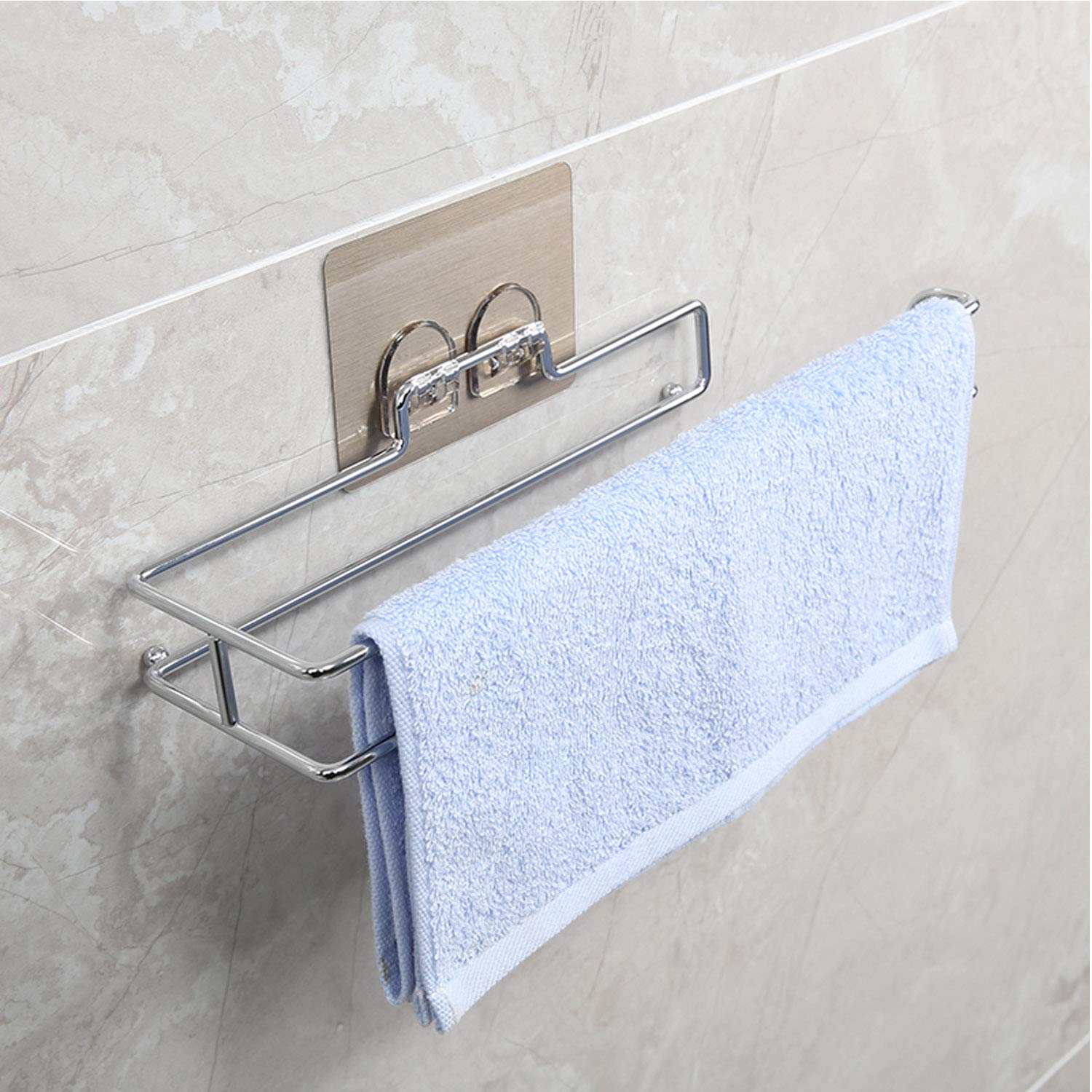 HOKIPO Magic Sticker Series Self Adhesive Chrome Metal Kitchen Tissue Paper Towel Holder 1