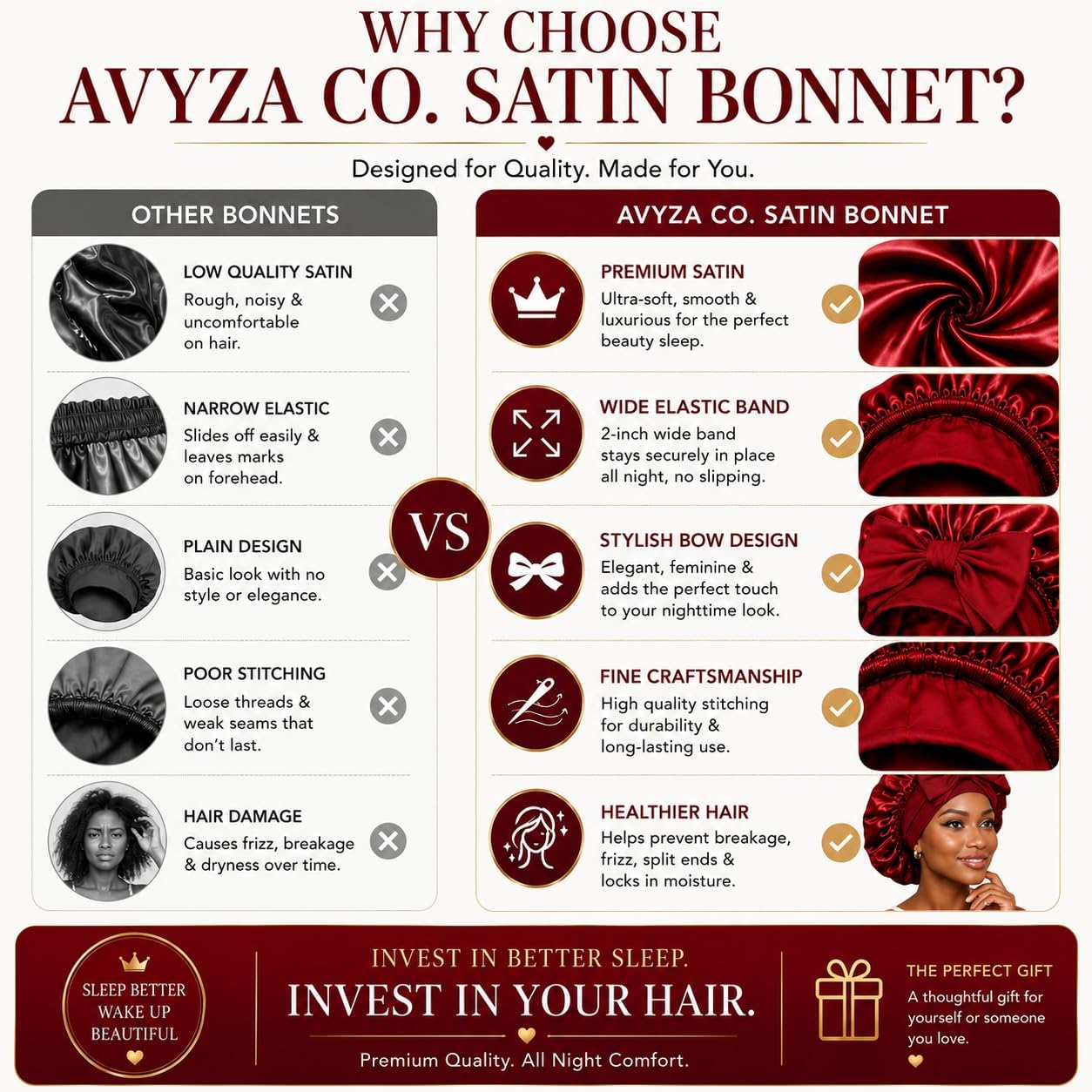 Luxury Satin Bonnet – Soft Sleep Cap for Hair Care | Soft Satin for Overnight Comfort